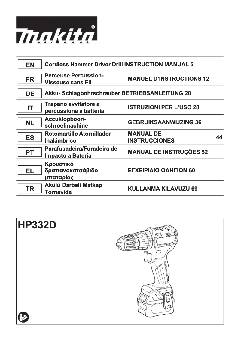 Página 1 del manual Manual de usuario Makita HP332D