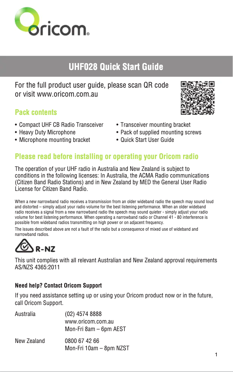 Imagen de la primera página del manual del dispositivo UHF028