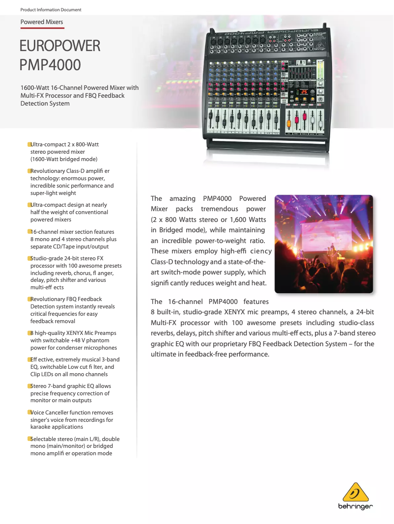 Imagen de la primera página del manual del dispositivo Europower PMP4000