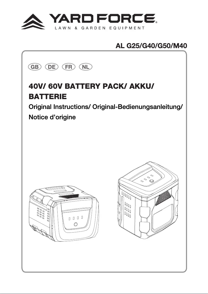 Página nº 1 - Manual de usuario Yard Force AL G25