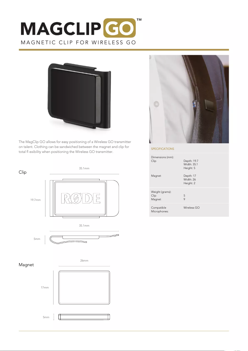 Imagen de la primera página del manual del dispositivo MagClip Go