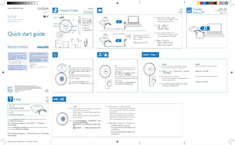 Página nº 1 - Guía de inicio rápido Philips SA5DOT02BF