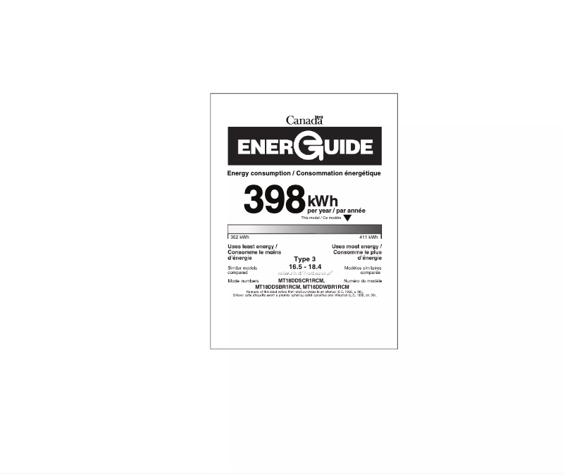 Página 1 del manual Etiqueta energética Midea MT18DDSCR1RCM