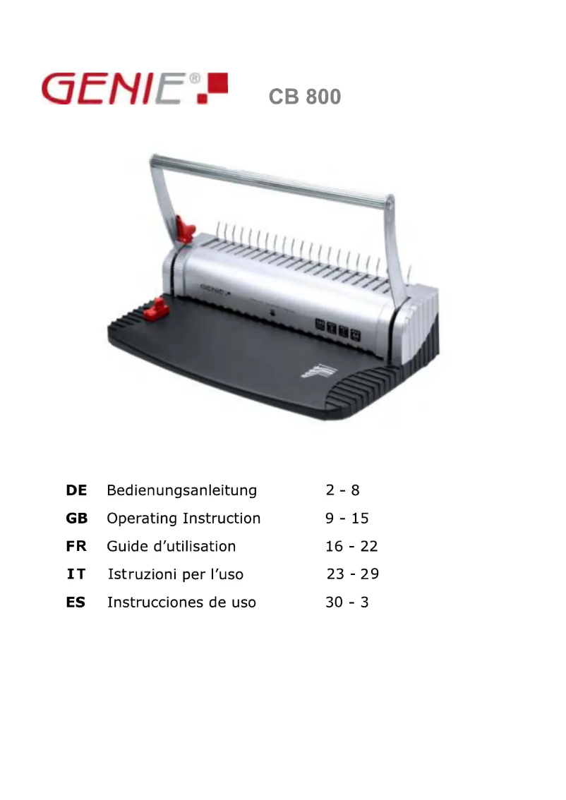 Imagen de la primera página del manual del dispositivo CB 800