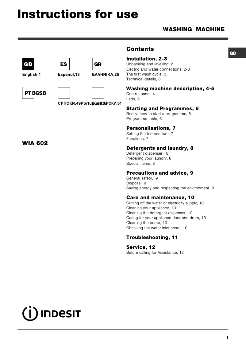 Imagen de la primera página del manual del dispositivo WIA602