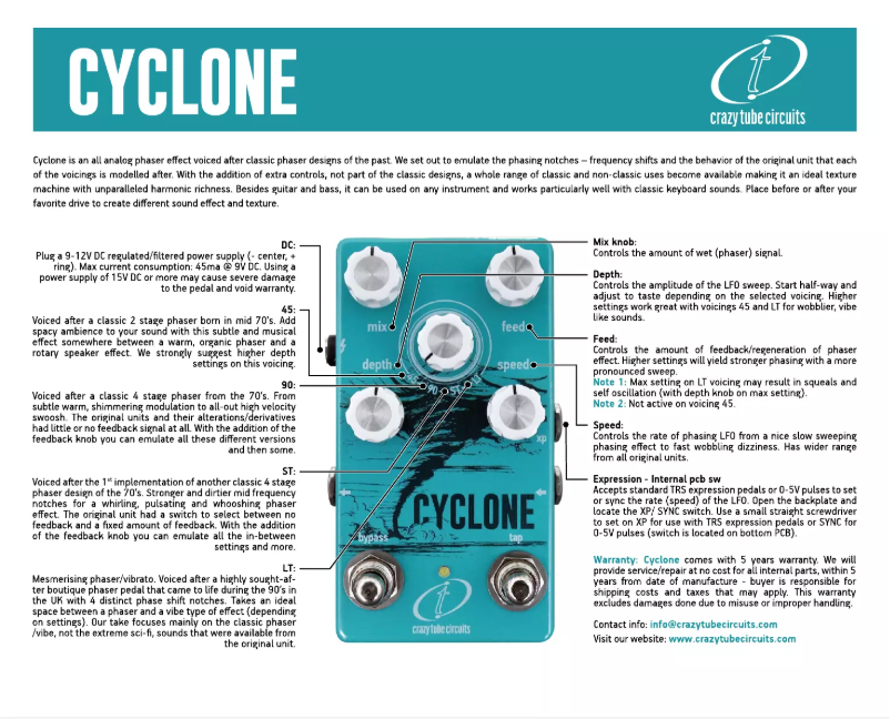 Imagen de la primera página del manual del dispositivo Cyclone