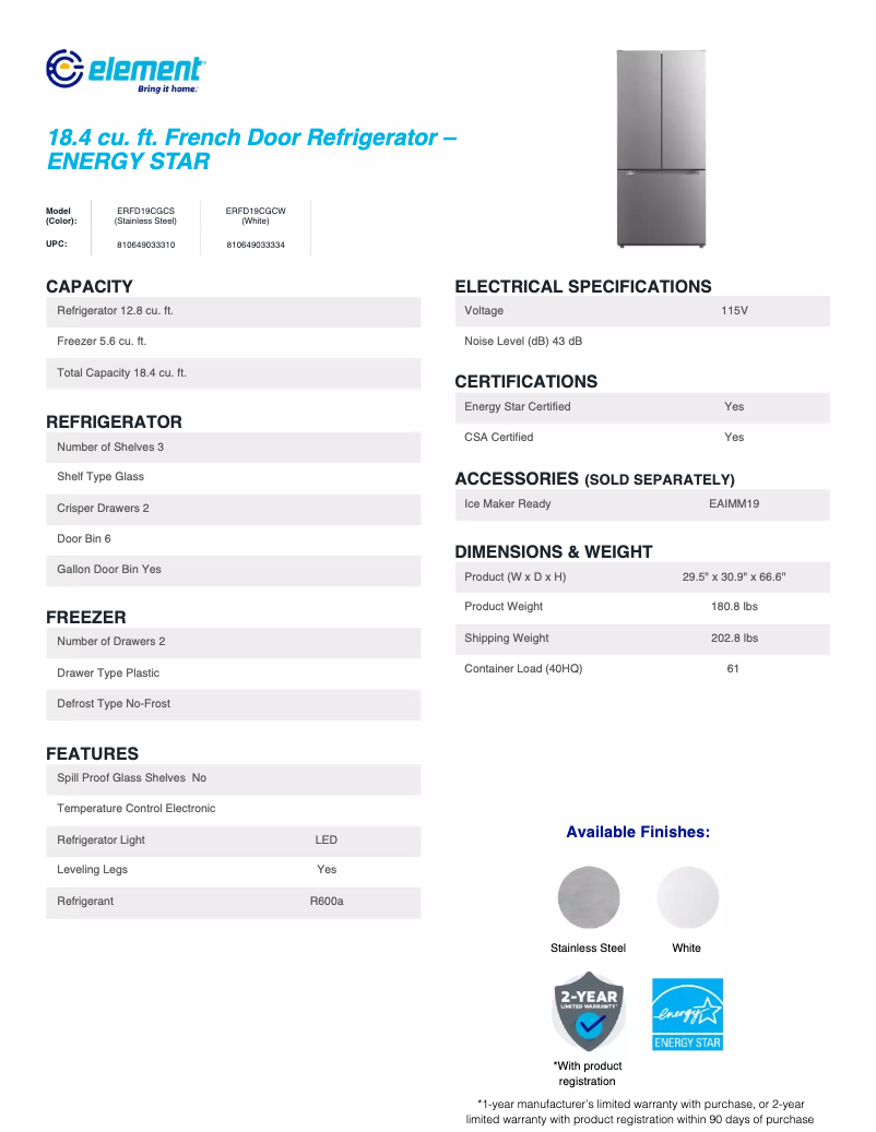 Imagen de la primera página del manual del dispositivo ERFD19CGCS