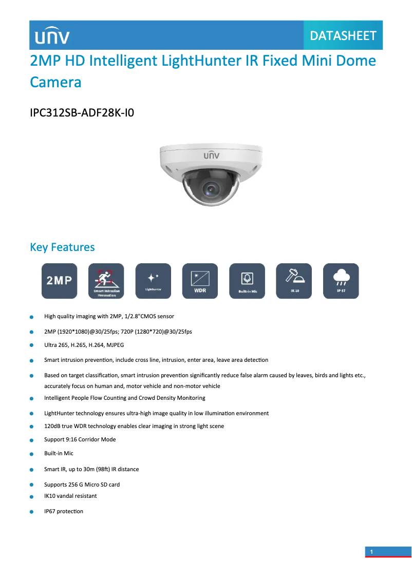 Imagen de la primera página del manual del dispositivo IPC312SB-ADF28K-I0