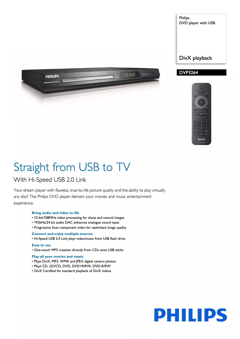 Imagen de la primera página del manual del dispositivo DVP3264