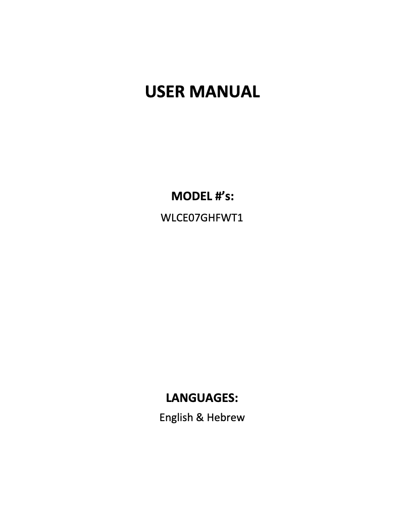 Página 1 del manual Manual de usuario White-Westinghouse WLCE07GHFWT1