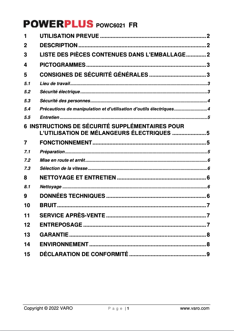 Página nº 1 - Manual de usuario PowerPlus POWC6021