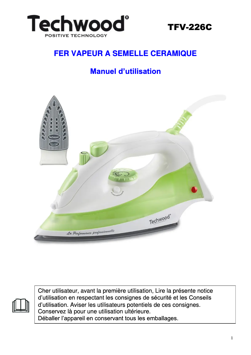 Imagen de la primera página del manual del dispositivo TFV-226C