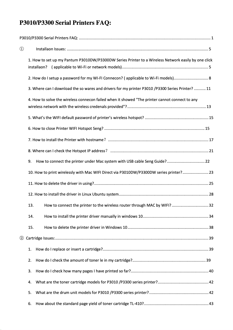 Página 1 del manual Preguntas frecuentes Pantum P3300DN