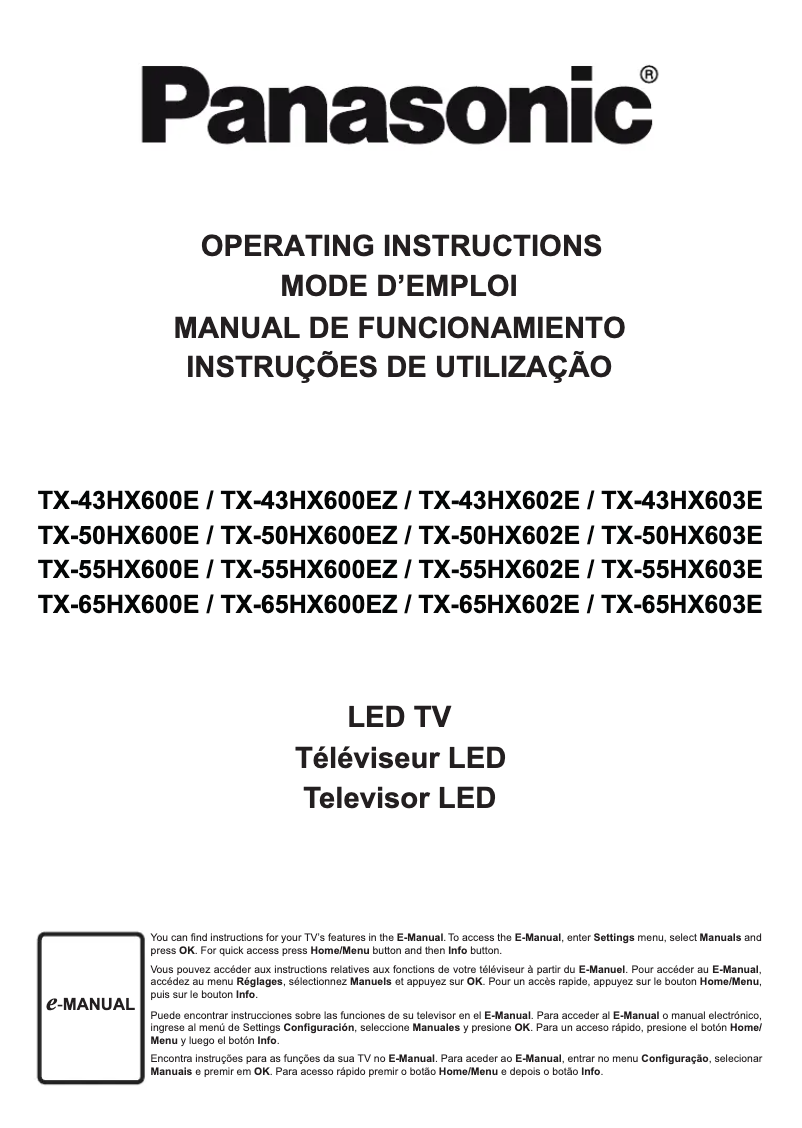 Imagen de la primera página del manual del dispositivo TX-65HX600EZ