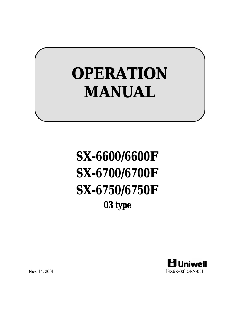Página 1 del manual Manual de usuario Uniwell SX-6700