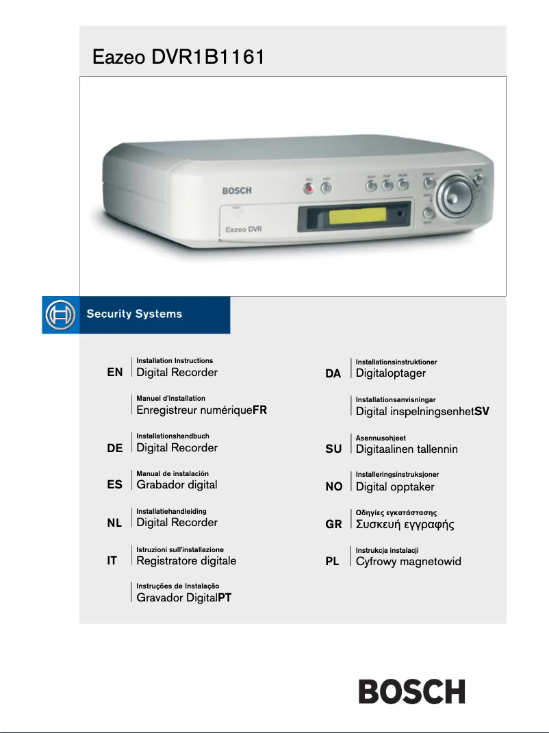 Imagen de la primera página del manual del dispositivo DVR1B1161