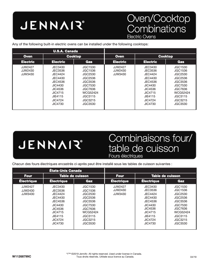 Página nº 1 - Instrucciones / montaje JennAir JGC3115GS