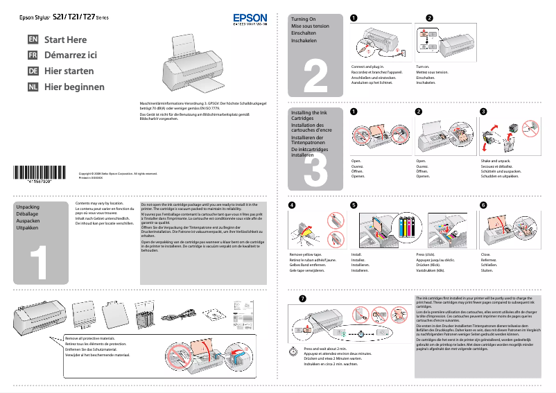 Imagen de la primera página del manual del dispositivo Stylus S21