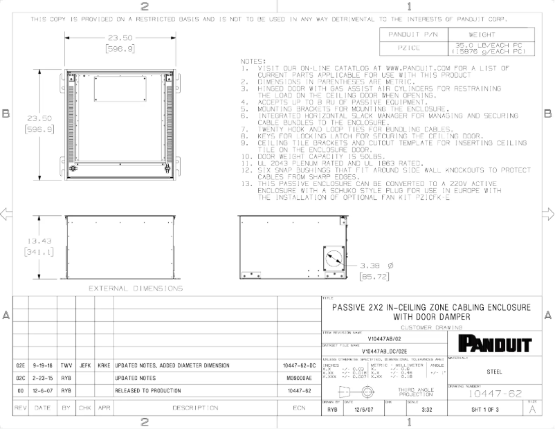 Página nº 1 - Dibujo técnico Panduit PZICE