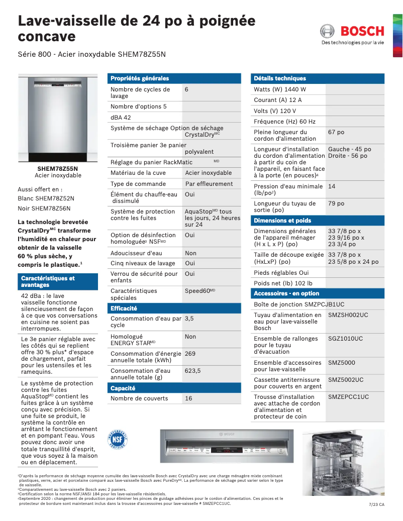 Imagen de la primera página del manual del dispositivo SHEM78Z55N