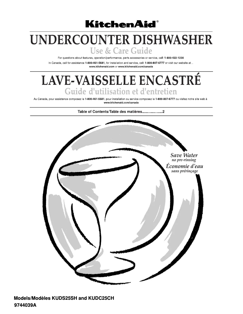 Página nº 1 - Manual de usuario KitchenAid KUDS25SHWH1