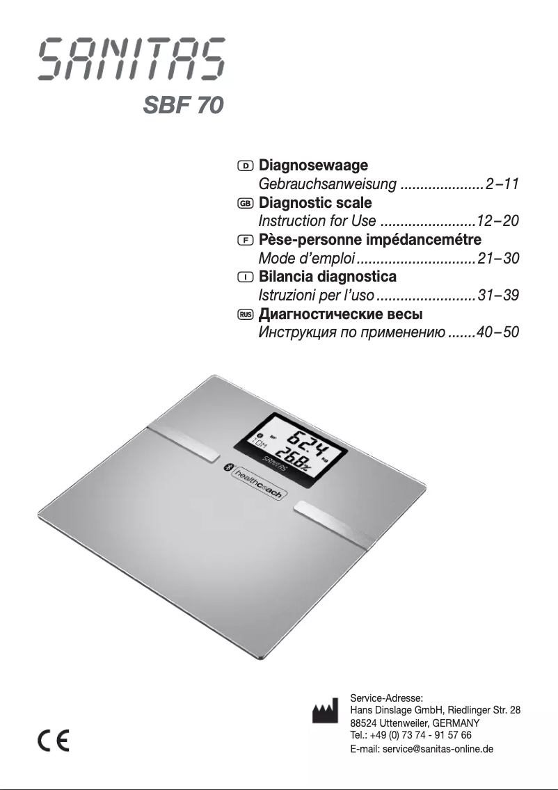 Página 1 del manual Manual de usuario Sanitas SBF 70
