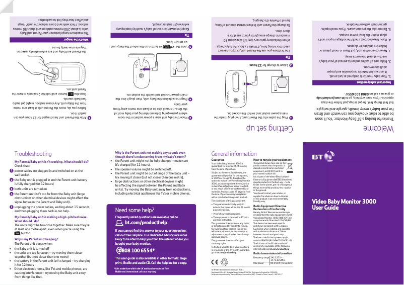 Página 1 del manual Manual de usuario BT Video Baby Monitor 3000