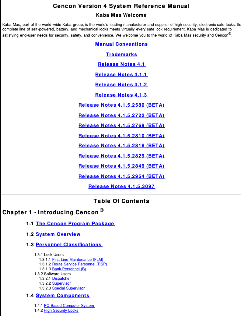 Imagen de la primera página del manual del dispositivo Cencon 4