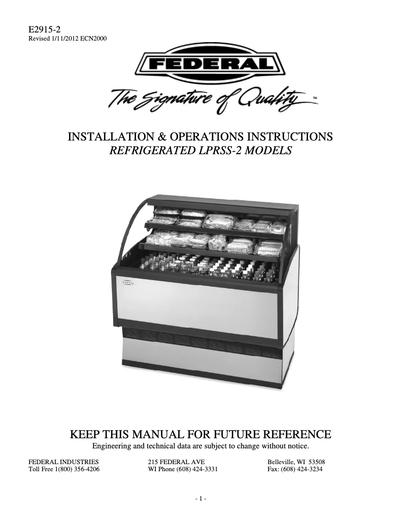 Página 1 del manual Manual de usuario Federal LPRSS4