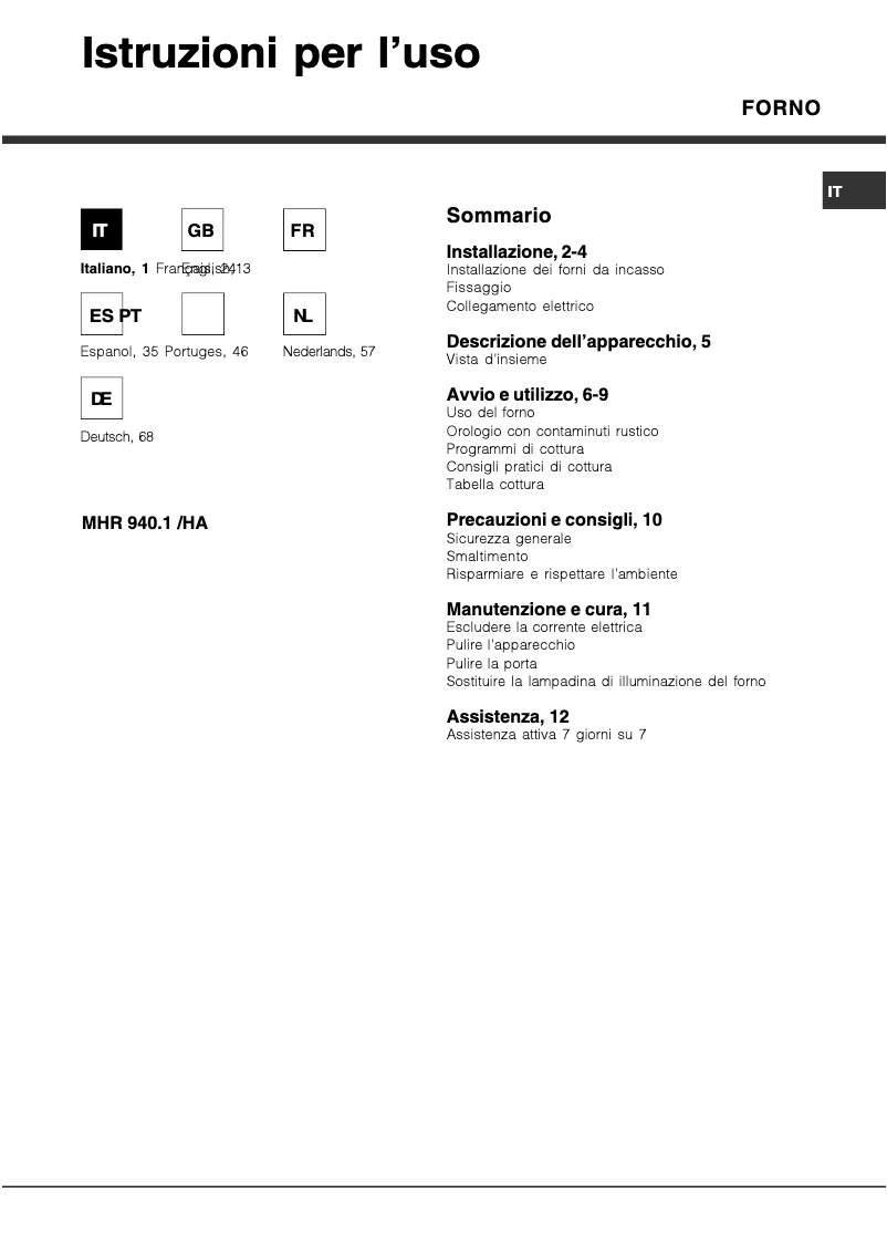 Imagen de la primera página del manual del dispositivo DECO MHR 940.1