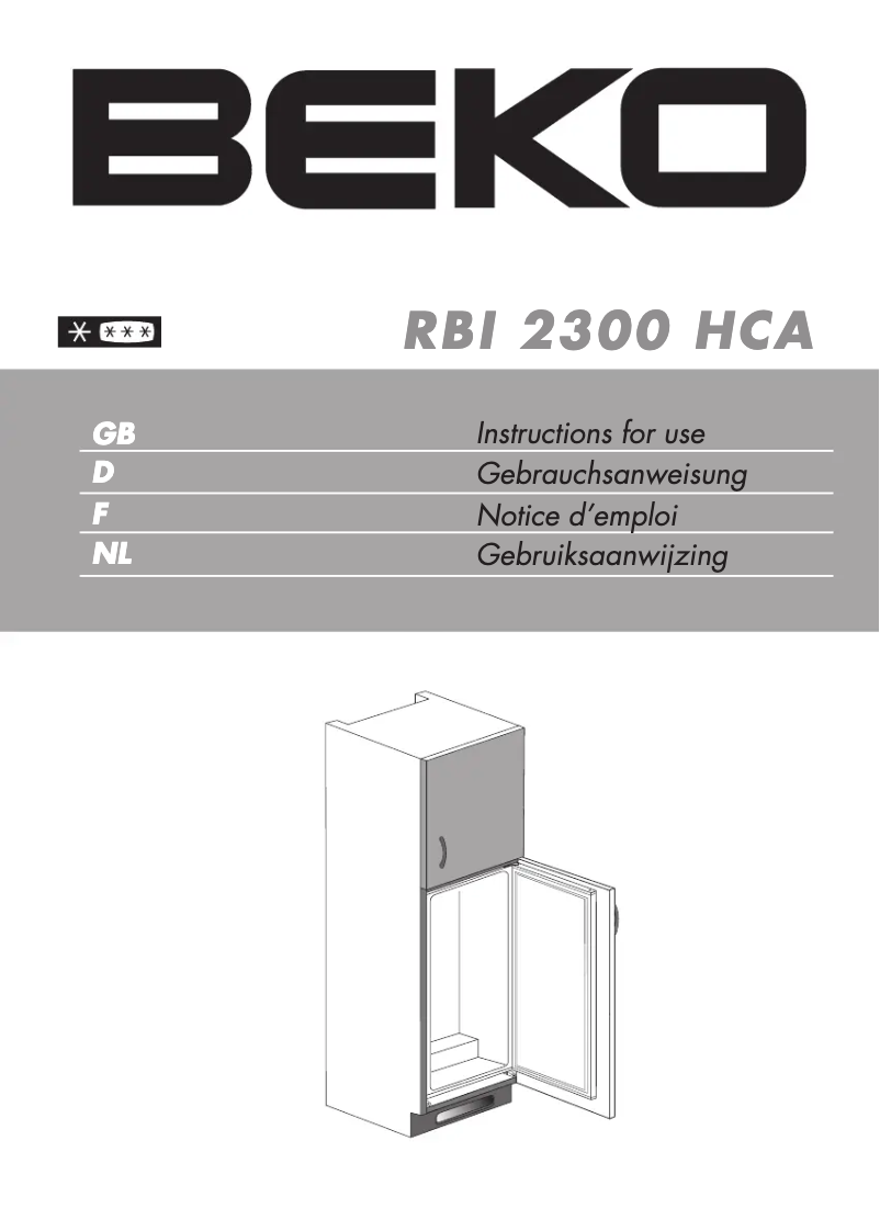 Imagen de la primera página del manual del dispositivo RBI 2300 HCA