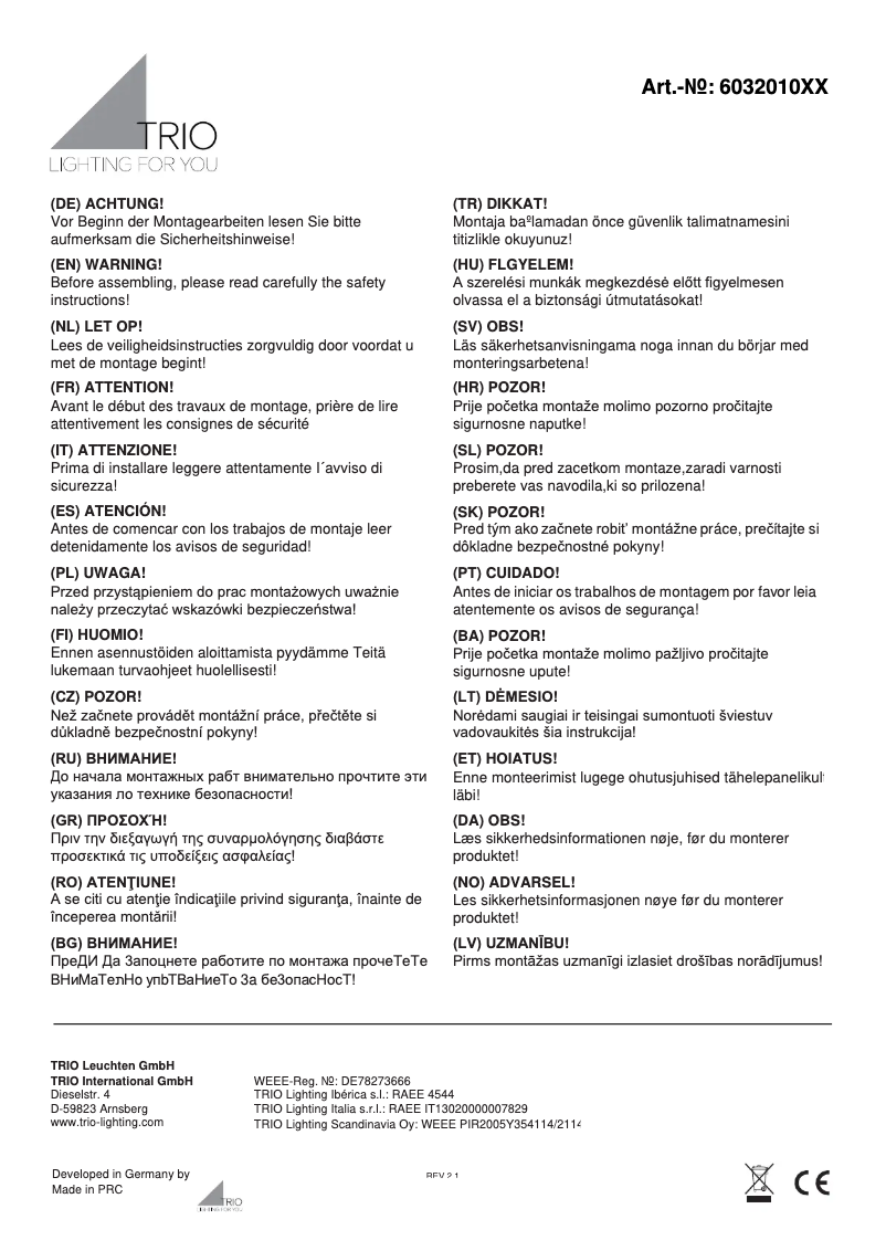 Imagen de la primera página del manual del dispositivo Orchestra 603201031