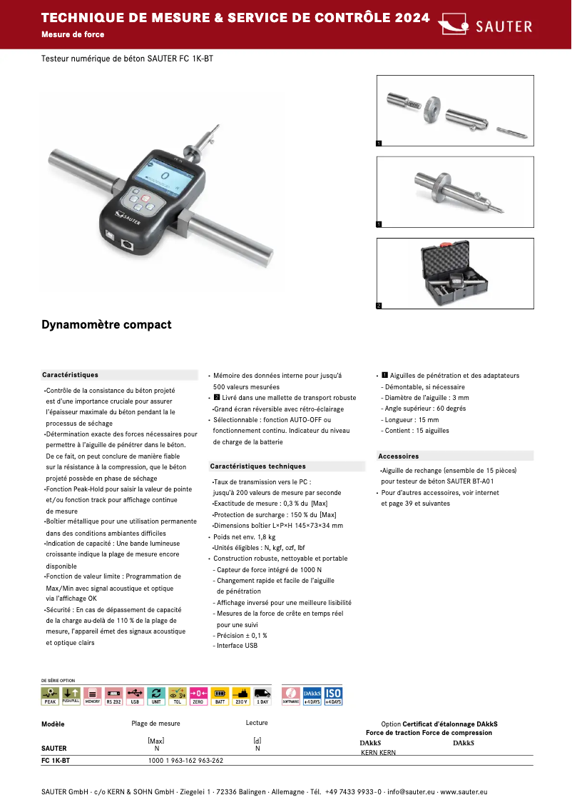 Página 1 del manual Folleto Kern FC 1K-BT