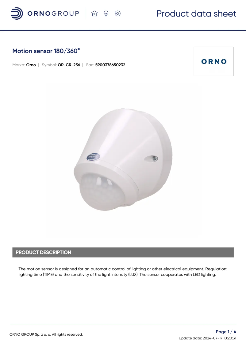 Página 1 del manual Ficha técnica ORNO OR-CR-256