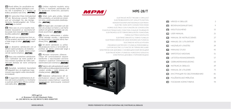 Página 1 del manual Manual de usuario MPM MPE-28/T