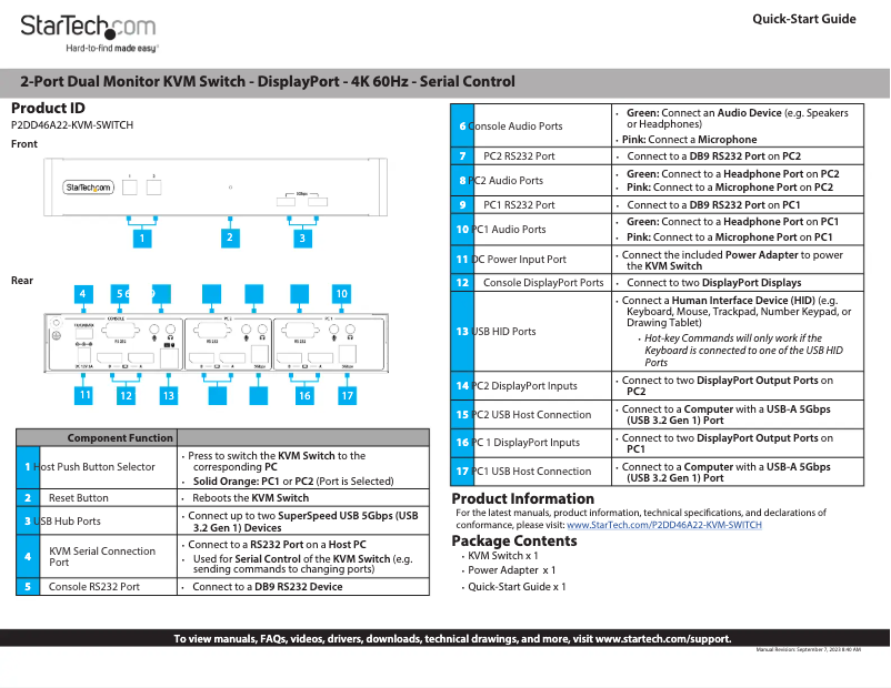 Página nº 1 - Guía de inicio rápido StarTech.com P2DD46A22-KVM-SWITCH