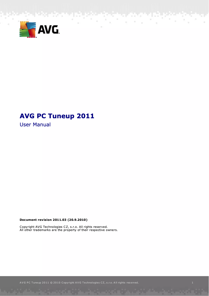 Página 1 del manual Manual de usuario AVG PC TuneUP 2011