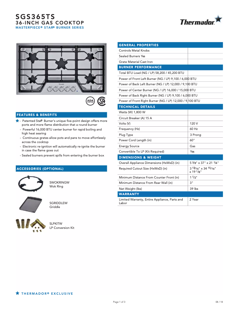 Imagen de la primera página del manual del dispositivo SGS365TS
