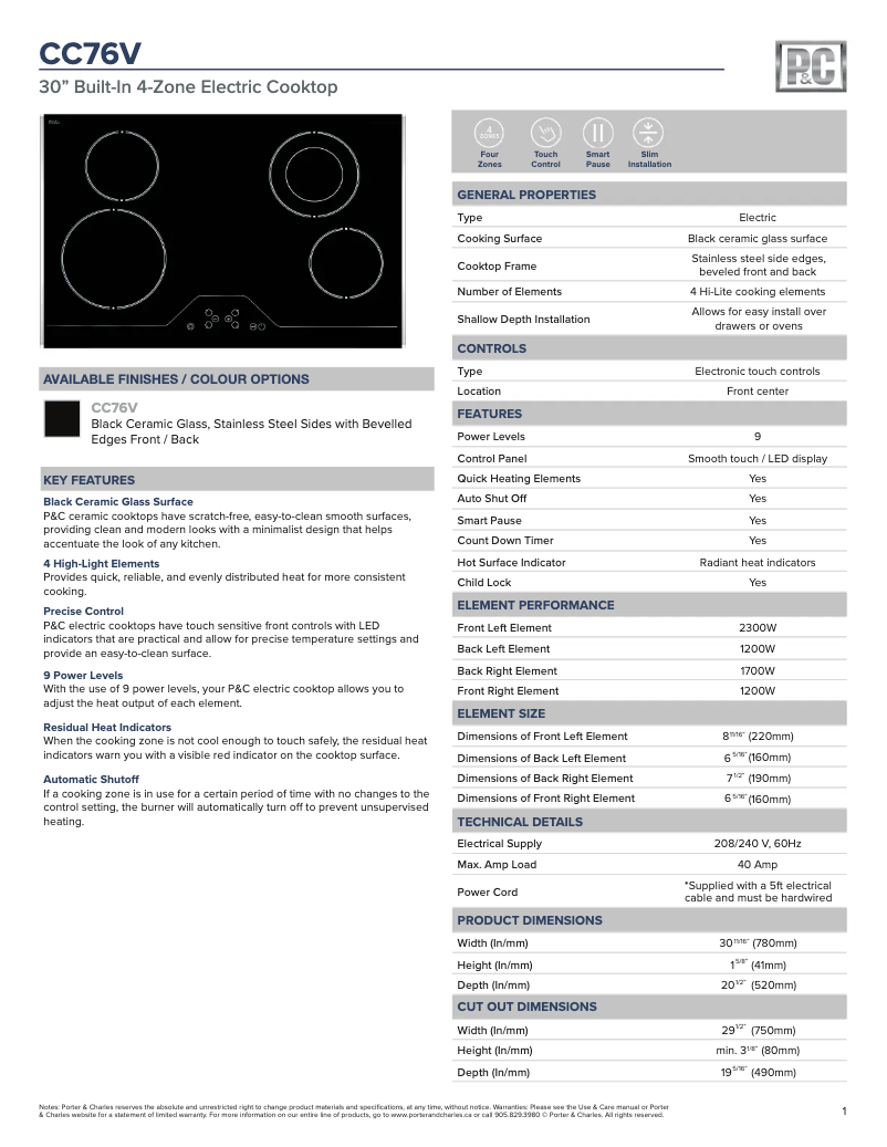 Imagen de la primera página del manual del dispositivo CC76V