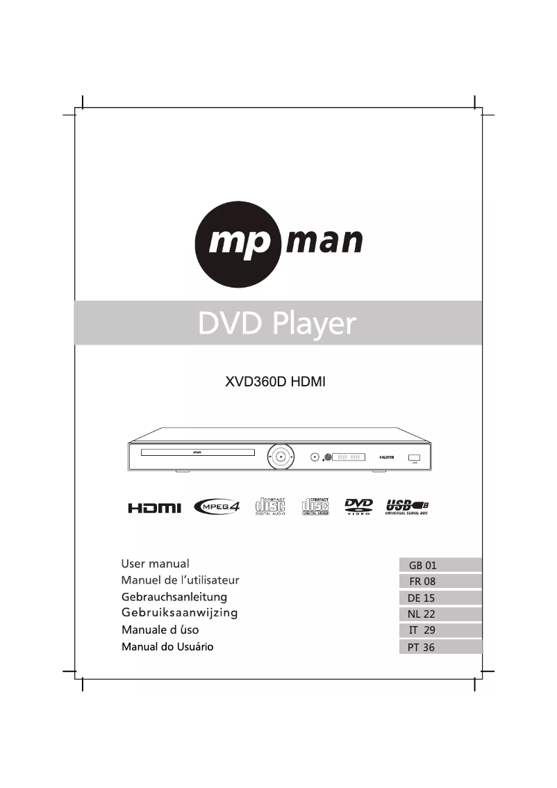 Página 1 del manual Manual de usuario Mpman XVD360 HDMI