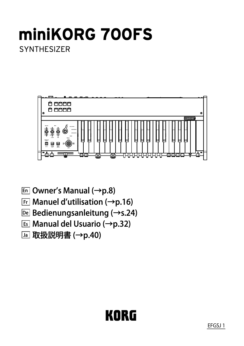 Página 1 del manual Manual de usuario Korg miniKORG 700FS