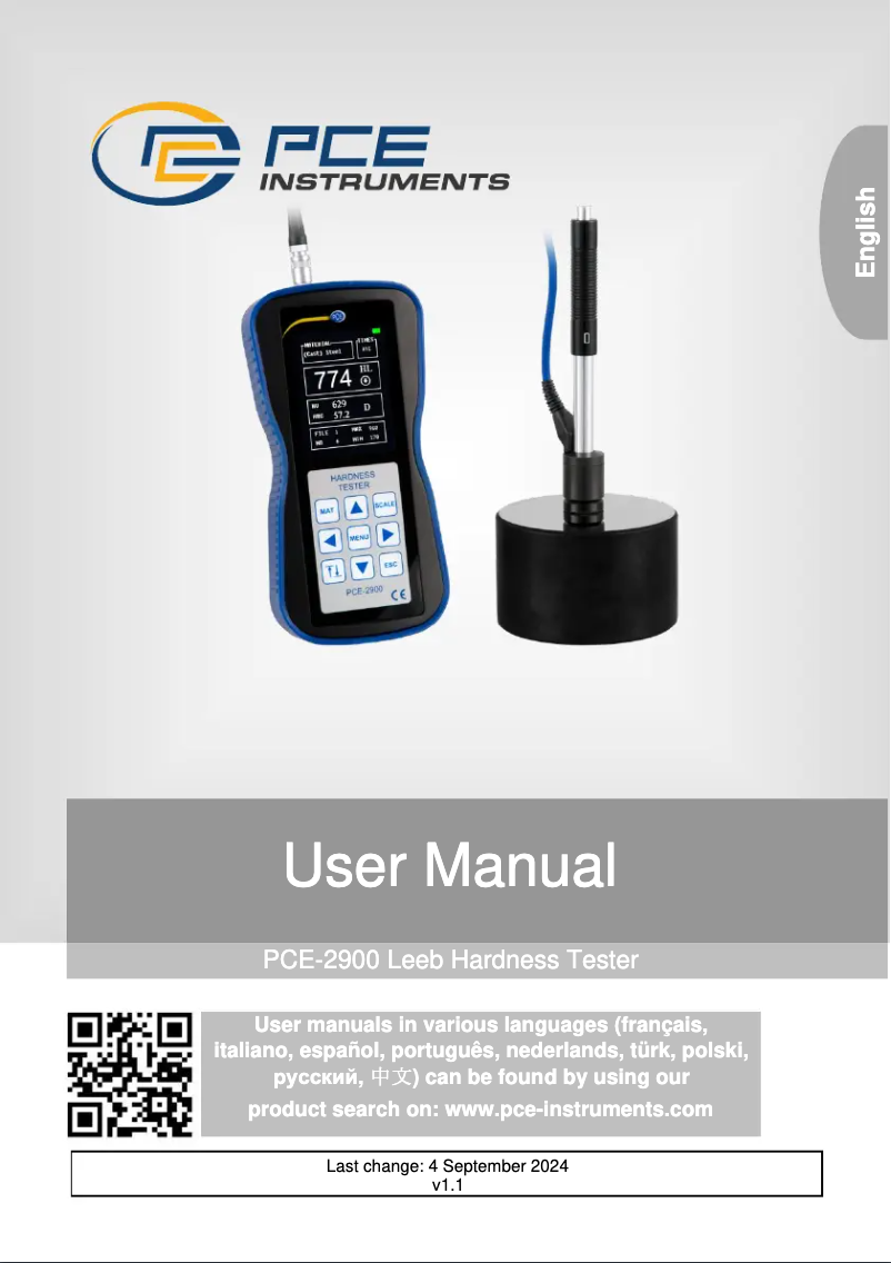 Página 1 del manual Manual de usuario PCE Instruments PCE-2900