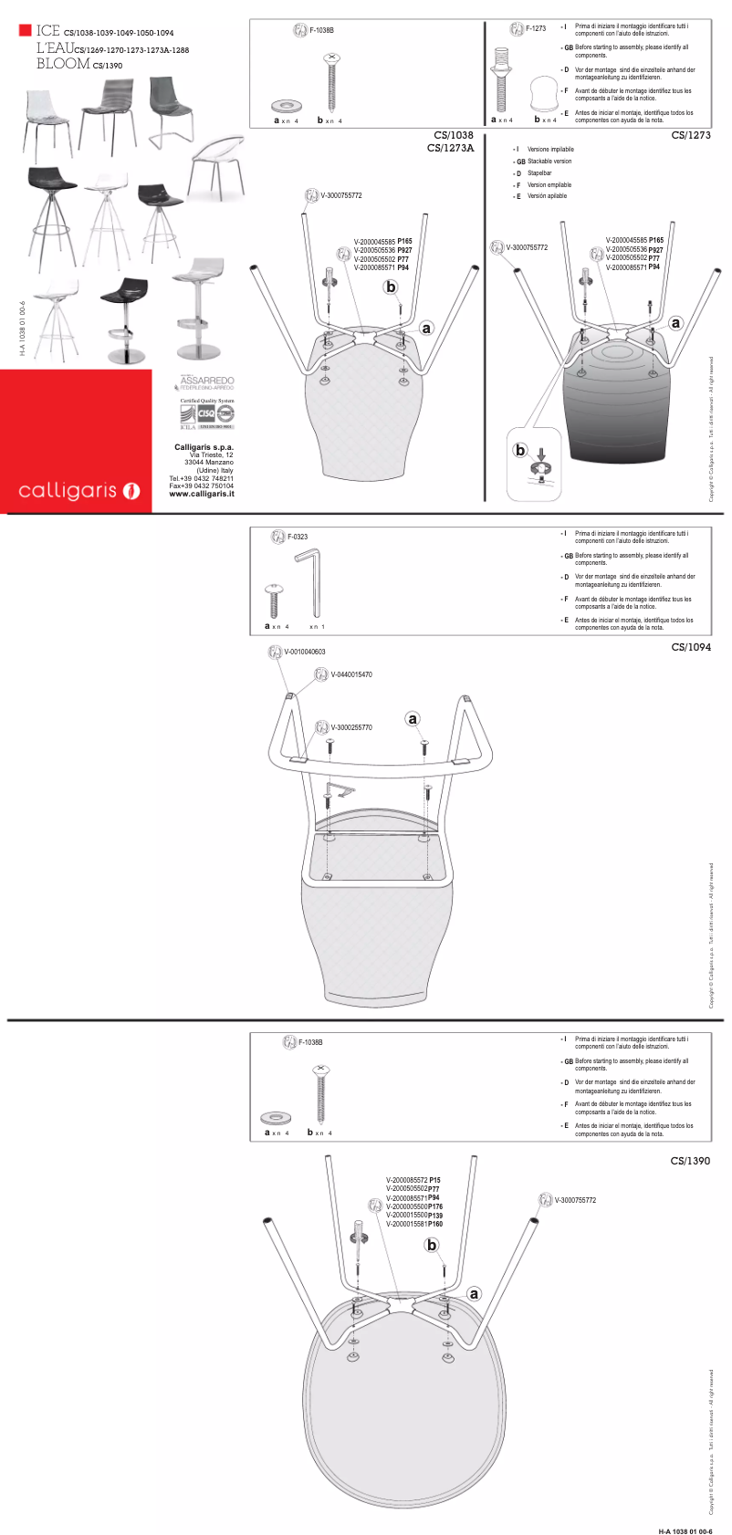 Página 1 del manual Manual de usuario Calligaris .com ICE