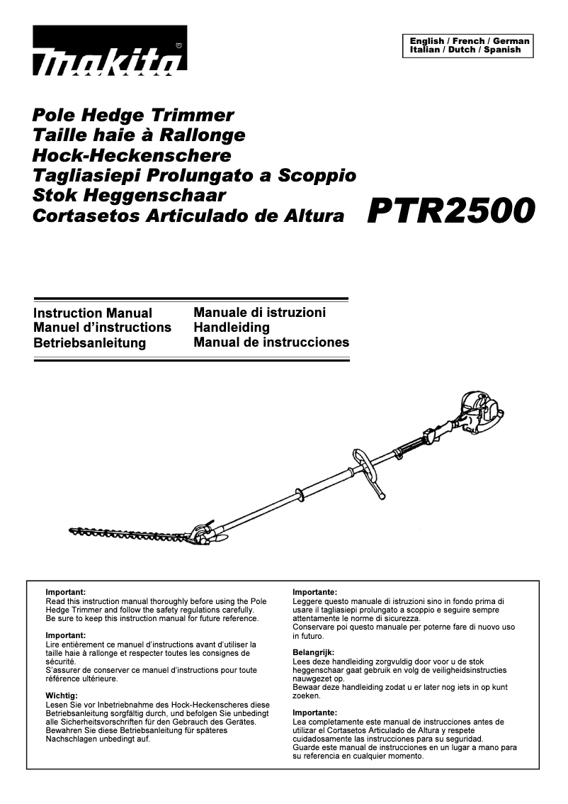 Imagen de la primera página del manual del dispositivo PTR2500