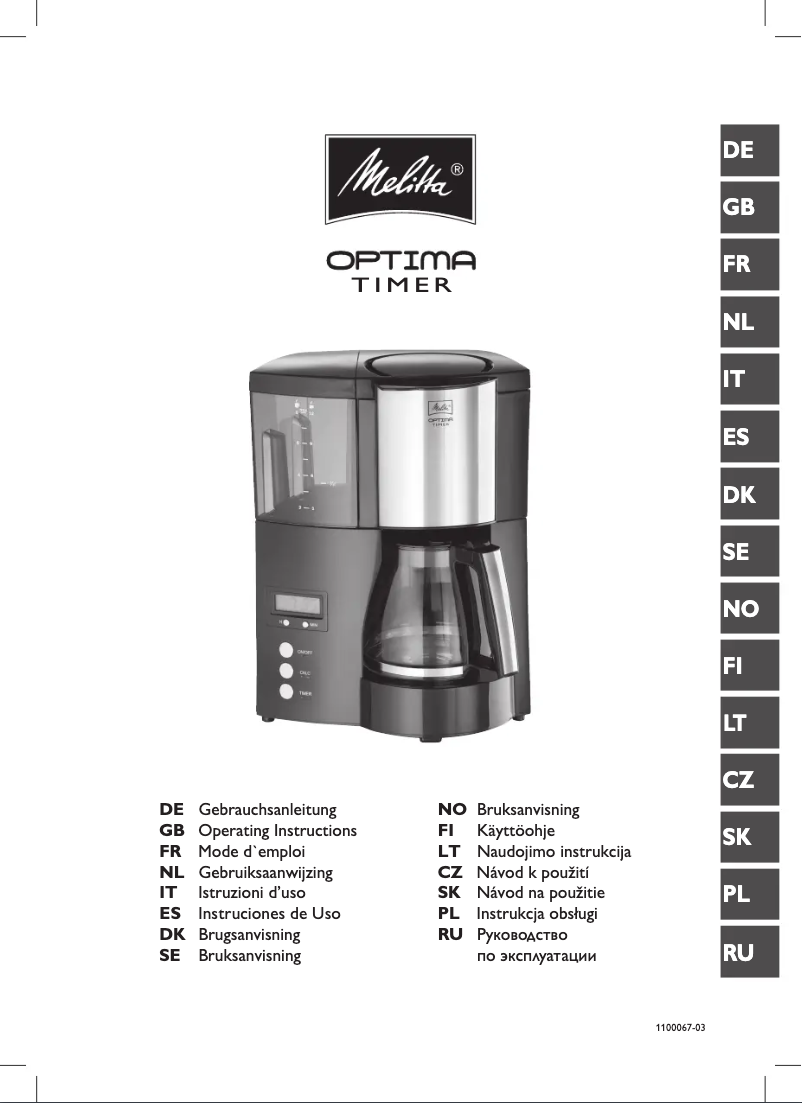 Página 1 del manual Manual de usuario Melitta Optima Timer
