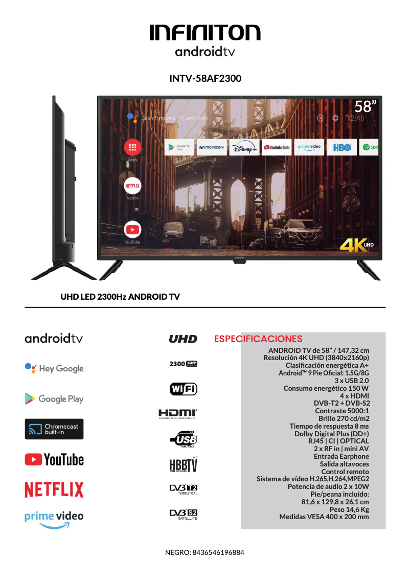 Imagen de la primera página del manual del dispositivo INTV-58AF2300