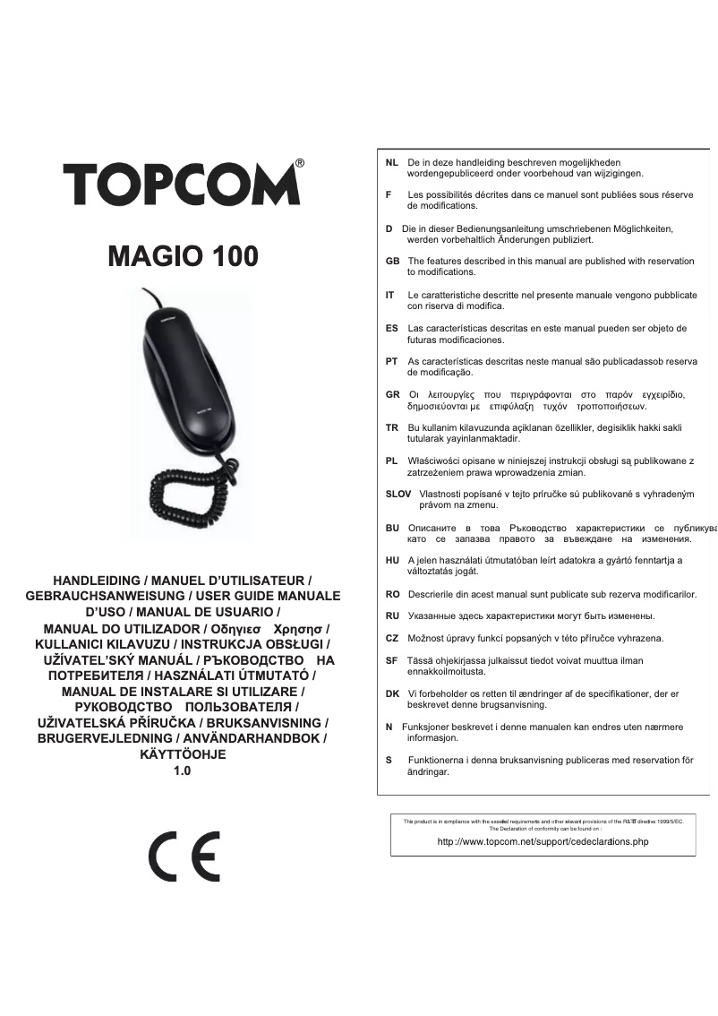 Imagen de la primera página del manual del dispositivo Magio 100