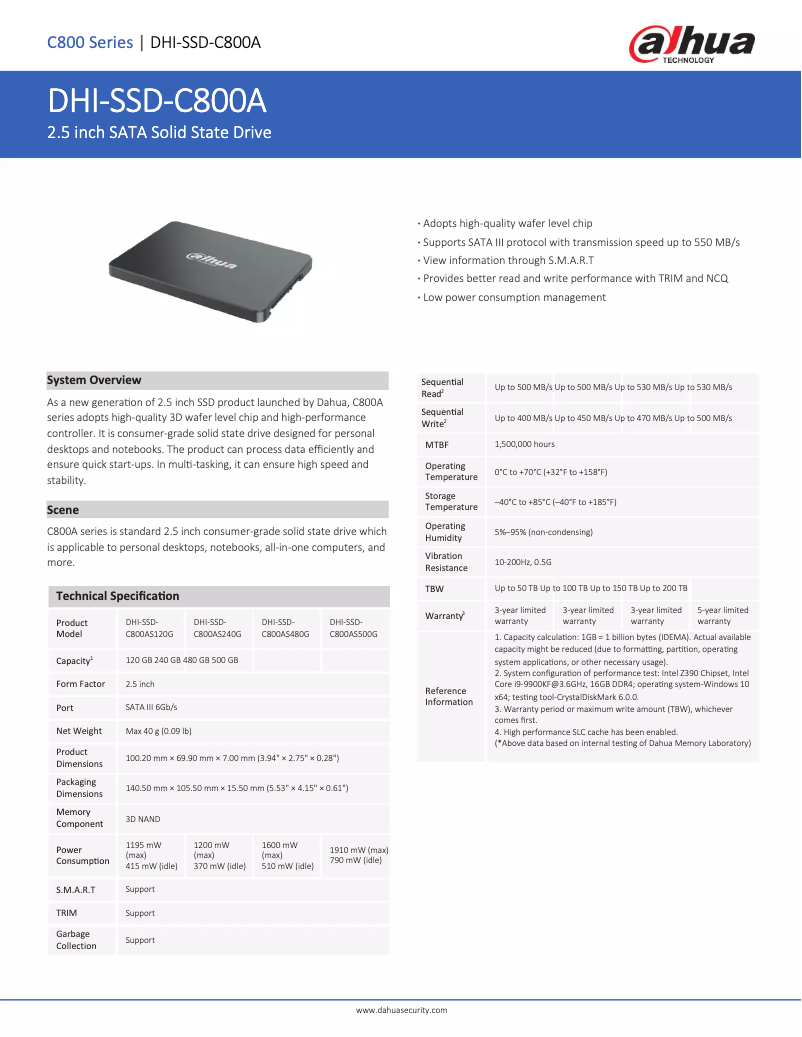 Imagen de la primera página del manual del dispositivo SSD-C800AS960G