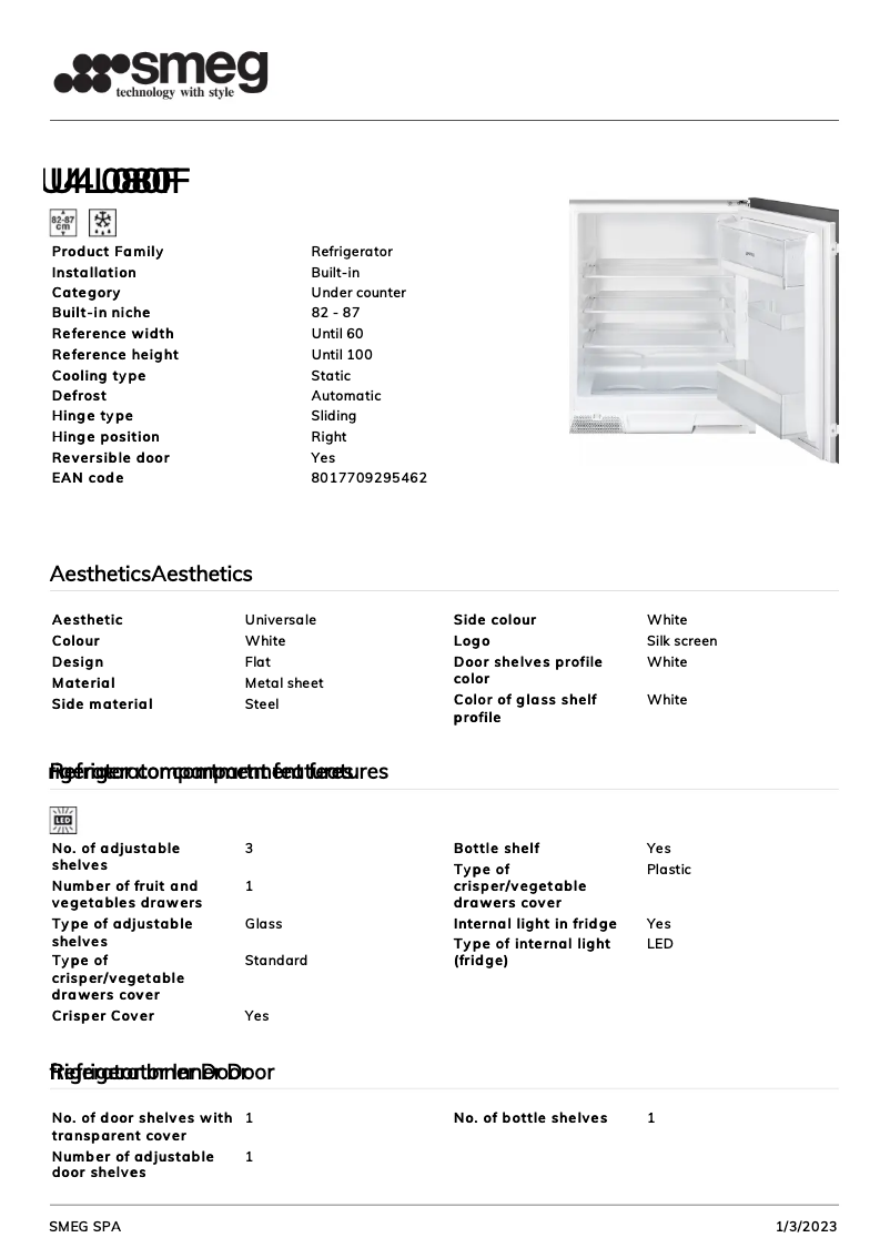 Página 1 del manual Folleto Smeg U4L080F