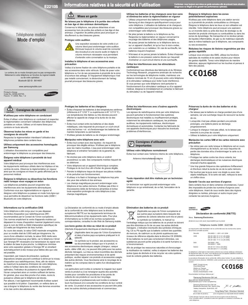 Página 1 del manual Manual de usuario Samsung E2210